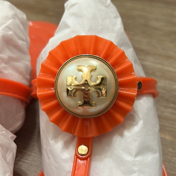 Tory Burch Melody Thong Sandal - Poppy Coral Sz 8 - Picture 7 of 8